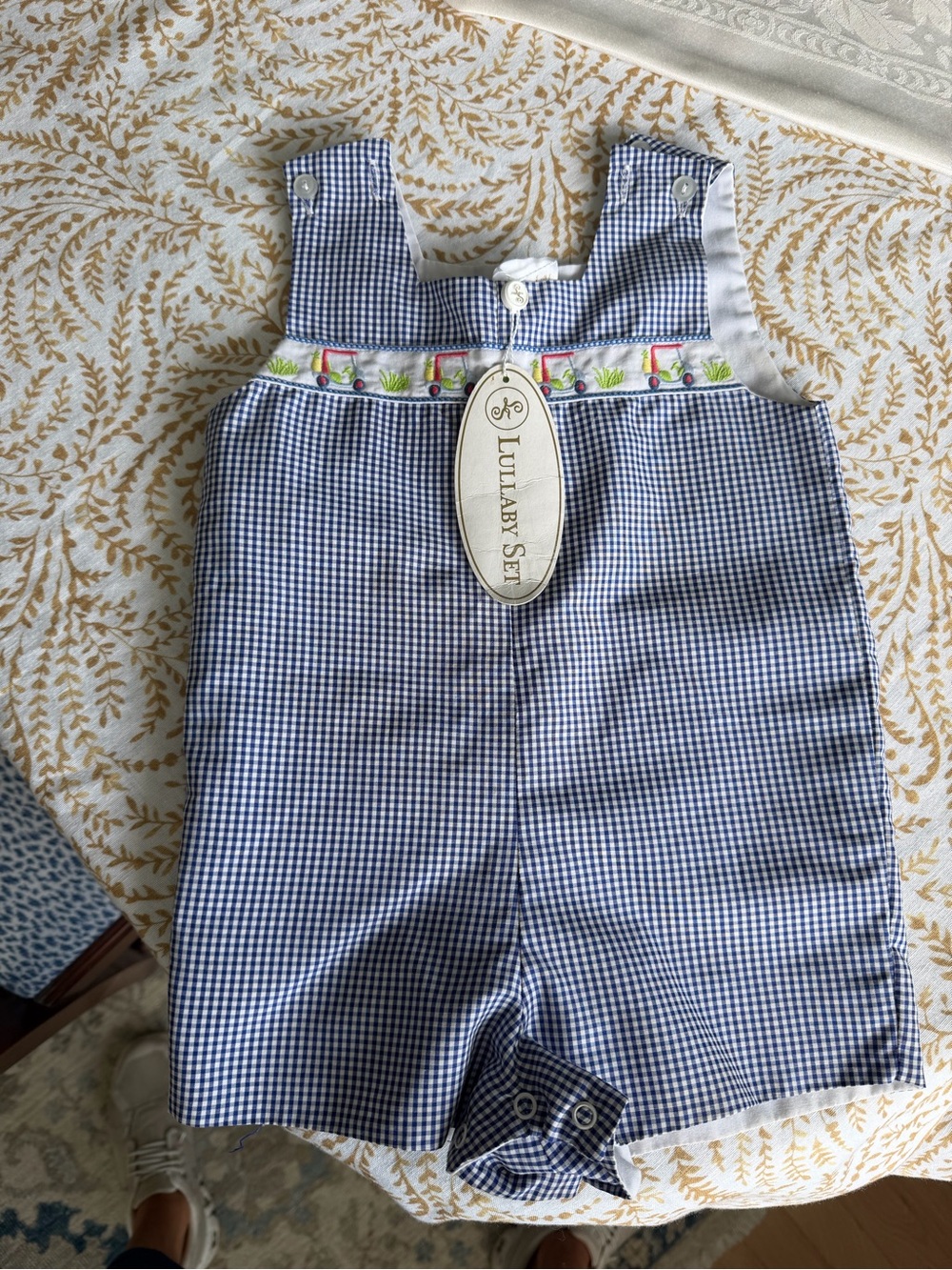 Lullaby Set Navy Gingham Baby Shortall